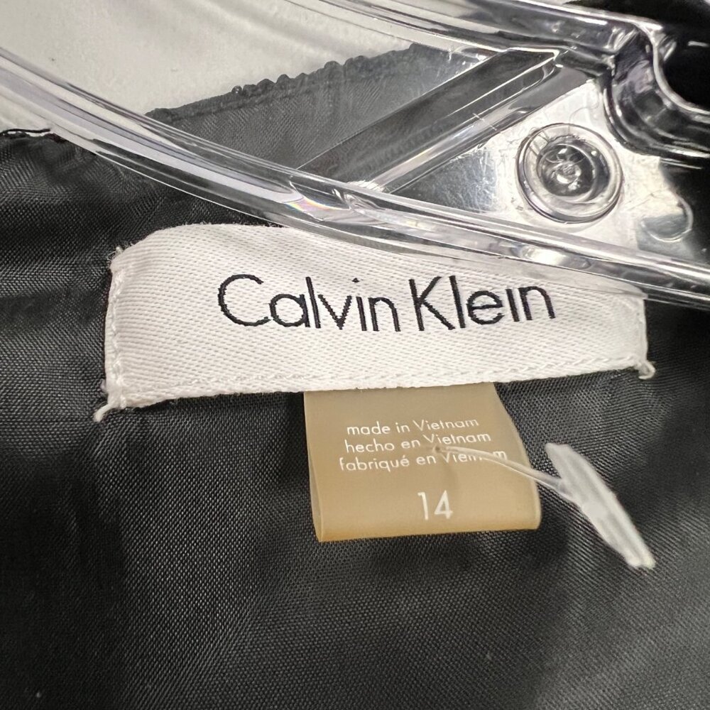 Calvin Klein Embroidered Floral Sheath Dress Sleeveless Black Size Medium Zip - Picture 8 of 9